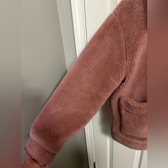 Elodie Faux Sherling Sherpa Teddy Lined Coat Mauve Pink Rose Size Large EUC - Picture 4 of 6